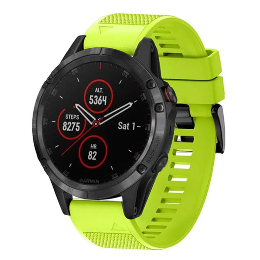 For Garmin Fenix 5 Plus Quick Release 22mm Silicone Watch Band(Lime Green) - Watch Bands by buy2fix | Online Shopping UK | buy2fix