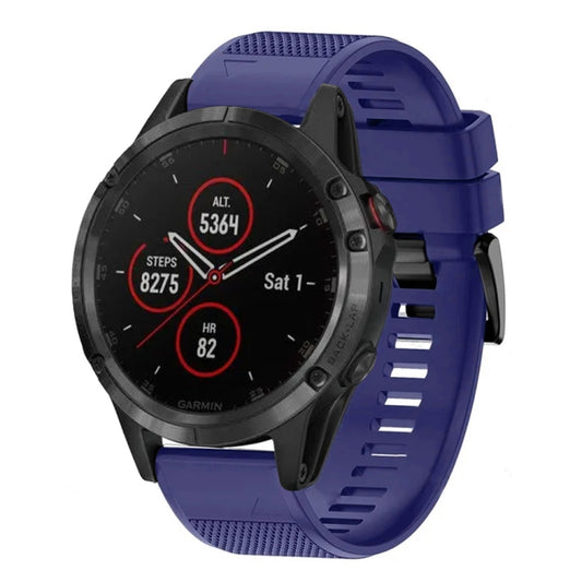 For Garmin Fenix 5 Plus Quick Release 22mm Silicone Watch Band(Midnight Blue) - Watch Bands by buy2fix | Online Shopping UK | buy2fix