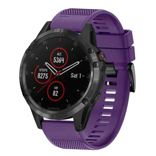 For Garmin Fenix 5 Plus Quick Release 22mm Silicone Watch Band(Purple) - Watch Bands by buy2fix | Online Shopping UK | buy2fix