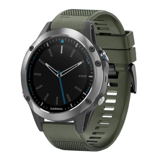 For Garmin Quatix 5 Quick Release 22mm Silicone Watch Band(Army Green) - Watch Bands by buy2fix | Online Shopping UK | buy2fix