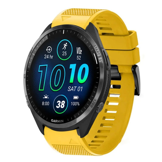 For Garmin Forerunner 965 Quick Release 22mm Silicone Watch Band(Yellow) - Watch Bands by buy2fix | Online Shopping UK | buy2fix