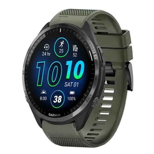 For Garmin Forerunner 965 Quick Release 22mm Silicone Watch Band(Army Green) - Watch Bands by buy2fix | Online Shopping UK | buy2fix