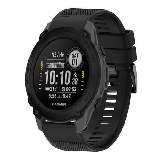 For Garmin Descent G1 Quick Release 22mm Silicone Watch Band(Black) - Watch Bands by buy2fix | Online Shopping UK | buy2fix