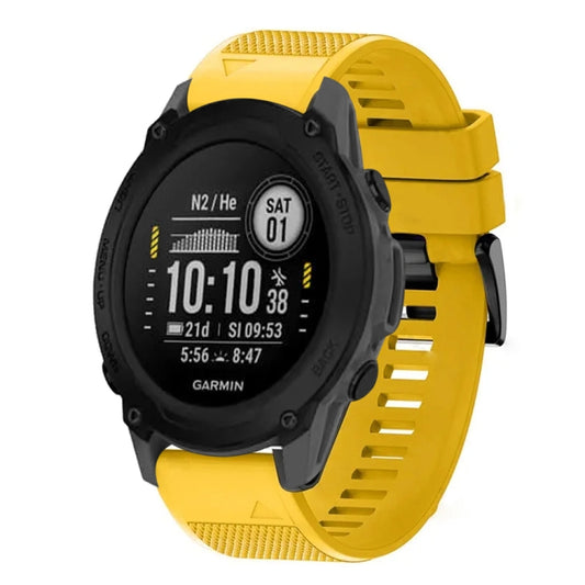 For Garmin Descent G1 Quick Release 22mm Silicone Watch Band(Yellow) - Watch Bands by buy2fix | Online Shopping UK | buy2fix