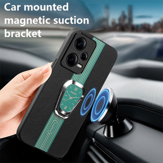For Redmi Note 12 Pro 5G Global Magnetic Litchi Leather Back Phone Case with Holder(Green) - Xiaomi Cases by buy2fix | Online Shopping UK | buy2fix