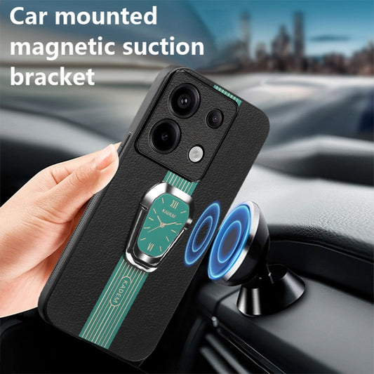 For Xiaomi Redmi Note 13 / 13 Pro Magnetic Litchi Leather Back Phone Case with Holder(Green) - Xiaomi Cases by buy2fix | Online Shopping UK | buy2fix