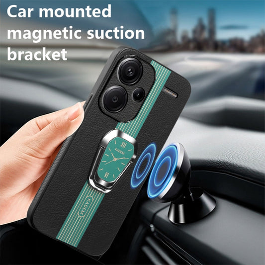 For Xiaomi Redmi Note 13 Pro+ Magnetic Litchi Leather Back Phone Case with Holder(Green) - Xiaomi Cases by buy2fix | Online Shopping UK | buy2fix