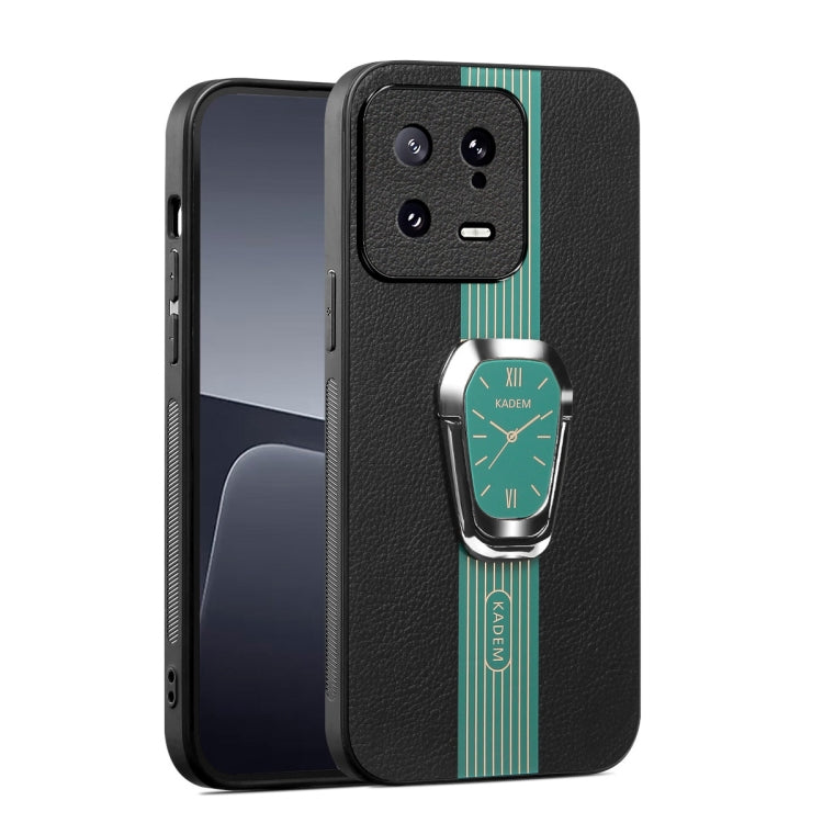 For Xiaomi 13 Magnetic Litchi Leather Back Phone Case with Holder(Green) - Xiaomi Cases by buy2fix | Online Shopping UK | buy2fix