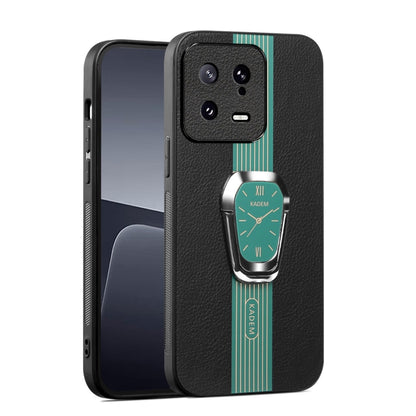 For Xiaomi 13 Magnetic Litchi Leather Back Phone Case with Holder(Green) - Xiaomi Cases by buy2fix | Online Shopping UK | buy2fix