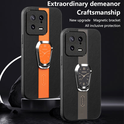 For Xiaomi 13 Magnetic Litchi Leather Back Phone Case with Holder(Green) - Xiaomi Cases by buy2fix | Online Shopping UK | buy2fix