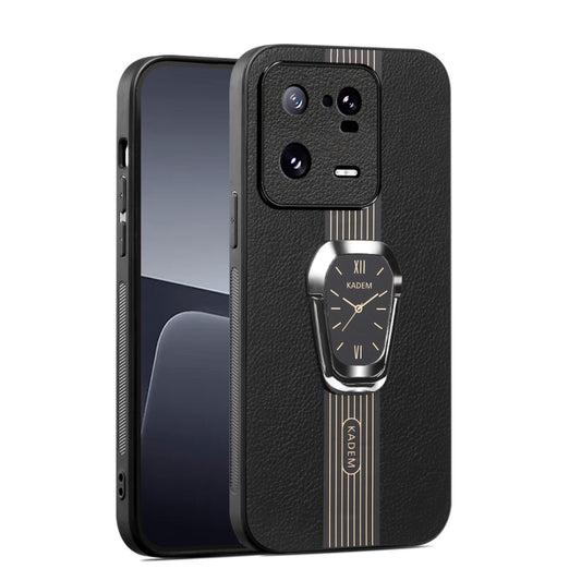 For Xiaomi 13 Pro Magnetic Litchi Leather Back Phone Case with Holder(Black) - Xiaomi Cases by buy2fix | Online Shopping UK | buy2fix