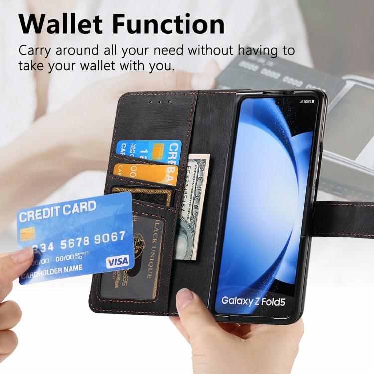 For Samsung Galaxy Z Fold5 5G Retro MagSafe Magnetic Zipper Wallet Leather Phone Case(Black) - Galaxy Z Fold5 Cases by buy2fix | Online Shopping UK | buy2fix