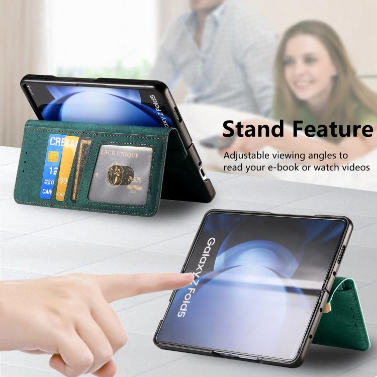 For Samsung Galaxy Z Fold5 5G Retro MagSafe Magnetic Zipper Wallet Leather Phone Case(Green) - Galaxy Z Fold5 Cases by buy2fix | Online Shopping UK | buy2fix