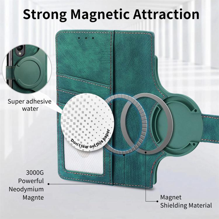 For Samsung Galaxy Z Fold4 Retro MagSafe Magnetic Zipper Wallet Leather Phone Case(Green) - Galaxy Z Fold4 5G Cases by buy2fix | Online Shopping UK | buy2fix
