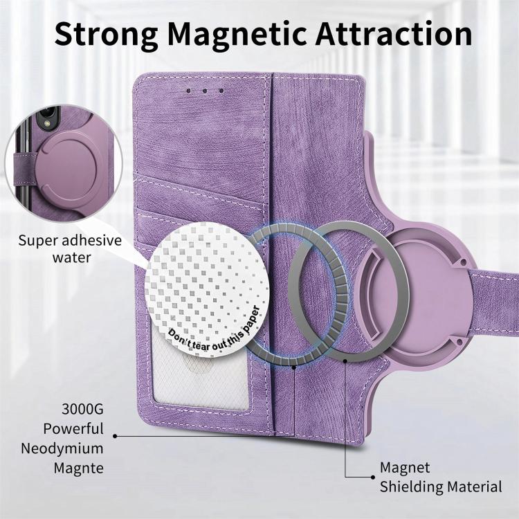 For Samsung Galaxy Z Fold4 Retro MagSafe Magnetic Zipper Wallet Leather Phone Case(Purple) - Galaxy Z Fold4 5G Cases by buy2fix | Online Shopping UK | buy2fix