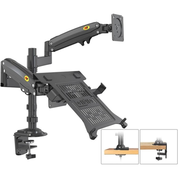 NORTH BAYOU NB H180 FP-2 Laptop Gas Spring Full Motion Dual Arm Clamp 22 - 32 inch LCD TV Monitor Desk Holder by buy2fix