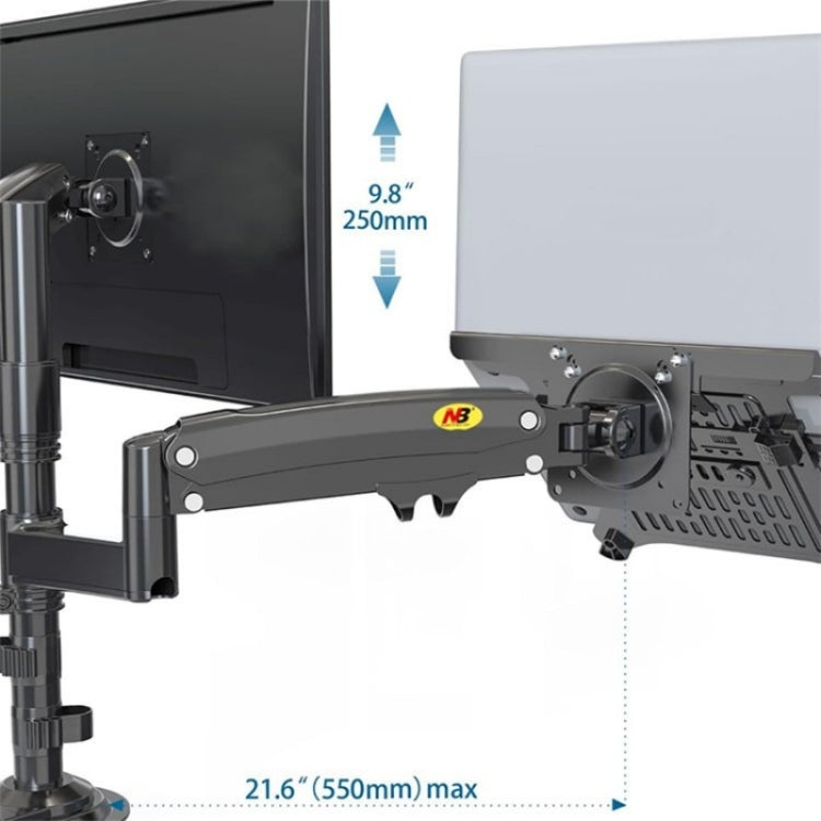 NORTH BAYOU NB H180 FP-2 Laptop Gas Spring Full Motion Dual Arm Clamp 22 - 32 inch LCD TV Monitor Desk Holder by buy2fix