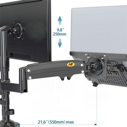 NORTH BAYOU NB H180 FP-2 Laptop Gas Spring Full Motion Dual Arm Clamp 22 - 32 inch LCD TV Monitor Desk Holder by buy2fix