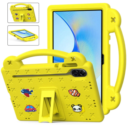 For Honor Pad X9 / X9 2024 Handle Kickstand Children EVA Shockproof Tablet Case(Yellow) - Honor by buy2fix | Online Shopping UK | buy2fix
