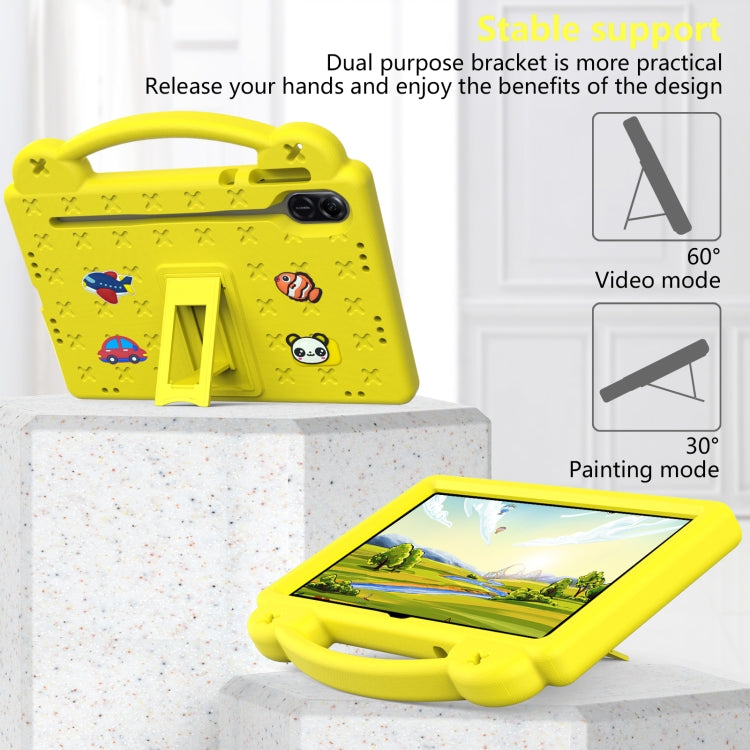 For Honor Pad X9 / X9 2024 Handle Kickstand Children EVA Shockproof Tablet Case(Yellow) - Honor by buy2fix | Online Shopping UK | buy2fix