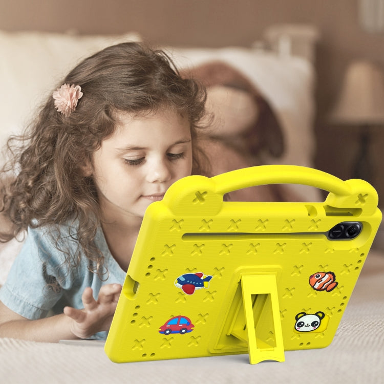 For Honor Pad X9 / X9 2024 Handle Kickstand Children EVA Shockproof Tablet Case(Yellow) - Honor by buy2fix | Online Shopping UK | buy2fix