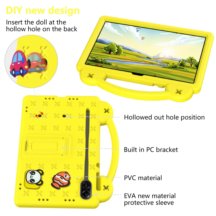 For Honor Pad X9 / X9 2024 Handle Kickstand Children EVA Shockproof Tablet Case(Yellow) - Honor by buy2fix | Online Shopping UK | buy2fix
