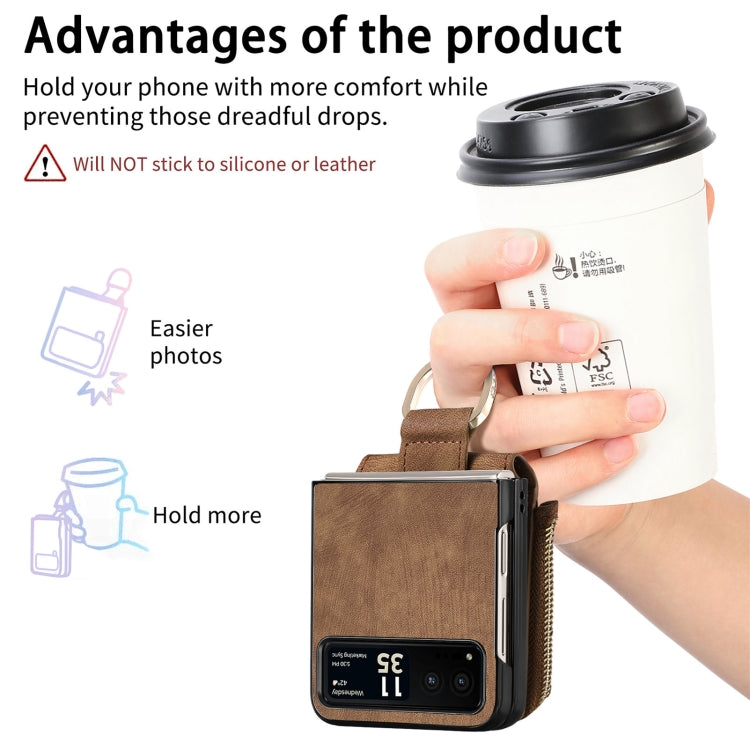 For Motorola Razr 40 Retro Skin-feel Ring Multi-card Wallet Phone Case(Brown) - Motorola Cases by buy2fix | Online Shopping UK | buy2fix