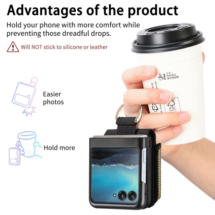 For Motorola Razr 40 Ultra Retro Skin-feel Ring Multi-card Wallet Phone Case(Black) - Motorola Cases by buy2fix | Online Shopping UK | buy2fix