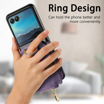 For Motorola Razr 40 Ultra Retro Skin-feel Ring Multi-card Wallet Phone Case(Purple) - Motorola Cases by buy2fix | Online Shopping UK | buy2fix