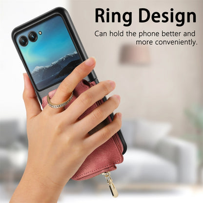 For Motorola Razr 40 Ultra Retro Skin-feel Ring Multi-card Wallet Phone Case(Pink) - Motorola Cases by buy2fix | Online Shopping UK | buy2fix