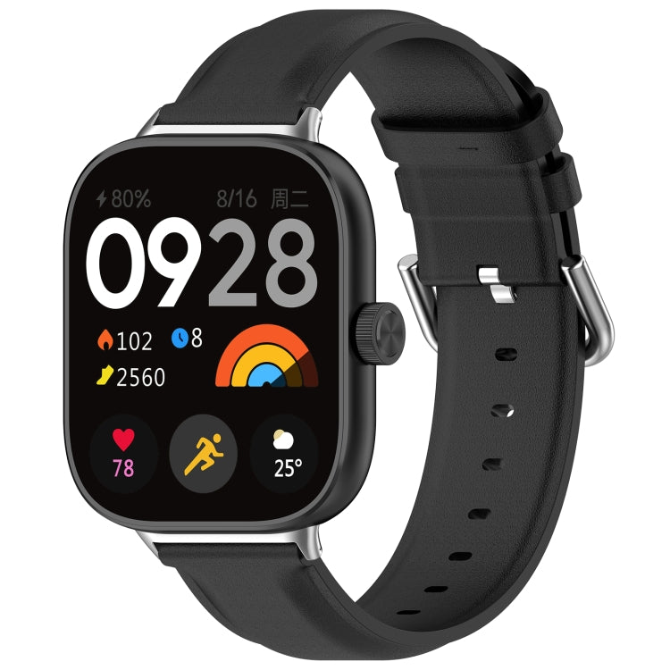 For Redmi Watch 4 / Watch 5 Round Tail Top Layer Leather Watch Band(Black) - Watch Bands by buy2fix | Online Shopping UK | buy2fix