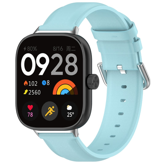 For Redmi Watch 4 / Watch 5 Round Tail Top Layer Leather Watch Band(Light Blue) - Watch Bands by buy2fix | Online Shopping UK | buy2fix