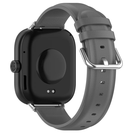 For Redmi Watch 4 / Watch 5 Round Tail Top Layer Leather Watch Band(Gray) - Watch Bands by buy2fix | Online Shopping UK | buy2fix