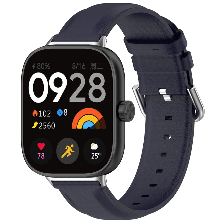 For Redmi Watch 4 / Watch 5 Round Tail Top Layer Leather Watch Band(Dark Blue) - Watch Bands by buy2fix | Online Shopping UK | buy2fix