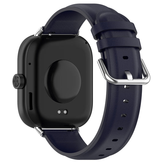 For Redmi Watch 4 / Watch 5 Round Tail Top Layer Leather Watch Band(Dark Blue) - Watch Bands by buy2fix | Online Shopping UK | buy2fix
