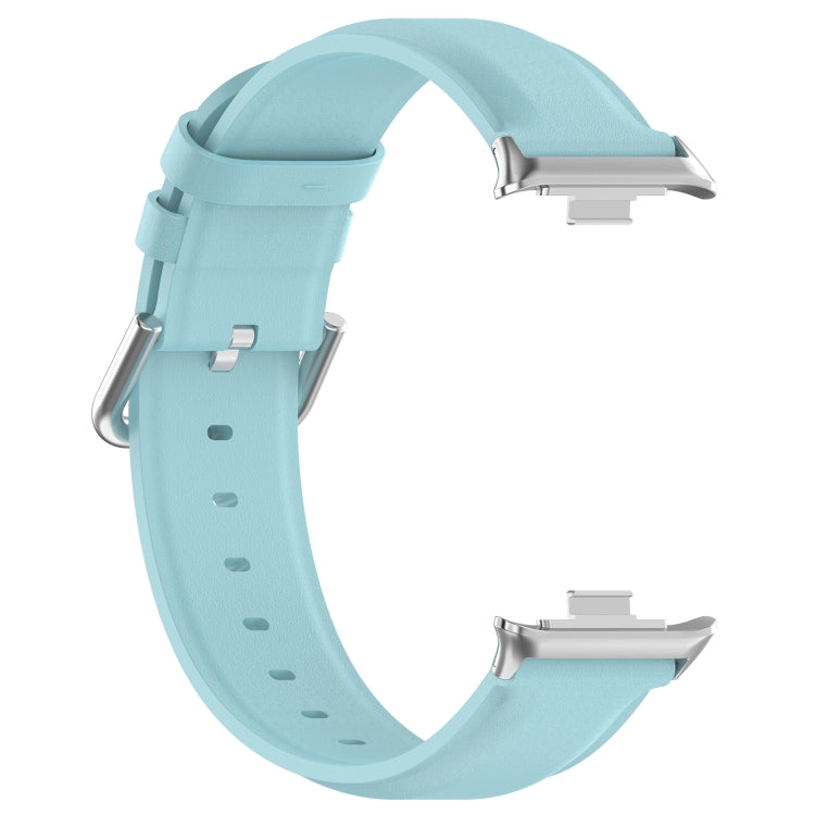 For Xiaomi Smart Band 9 Pro / 8 Pro Round Tail Top Layer Leather Watch Band(Light Blue) - Watch Bands by buy2fix | Online Shopping UK | buy2fix