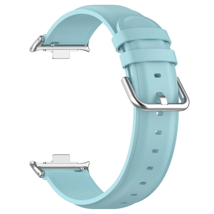 For Xiaomi Smart Band 9 Pro / 8 Pro Round Tail Top Layer Leather Watch Band(Light Blue) - Watch Bands by buy2fix | Online Shopping UK | buy2fix