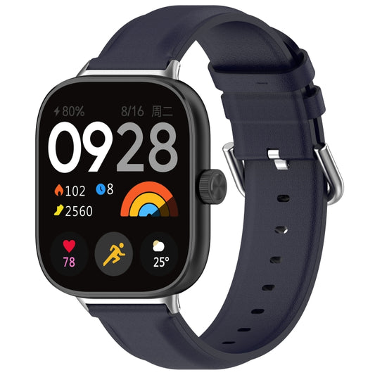 For Xiaomi Smart Band 9 Pro / 8 Pro Round Tail Top Layer Leather Watch Band(Dark Blue) - Watch Bands by buy2fix | Online Shopping UK | buy2fix
