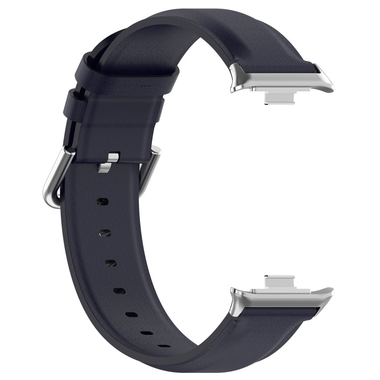 For Xiaomi Smart Band 9 Pro / 8 Pro Round Tail Top Layer Leather Watch Band(Dark Blue) - Watch Bands by buy2fix | Online Shopping UK | buy2fix