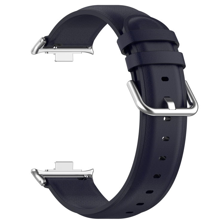 For Xiaomi Smart Band 9 Pro / 8 Pro Round Tail Top Layer Leather Watch Band(Dark Blue) - Watch Bands by buy2fix | Online Shopping UK | buy2fix