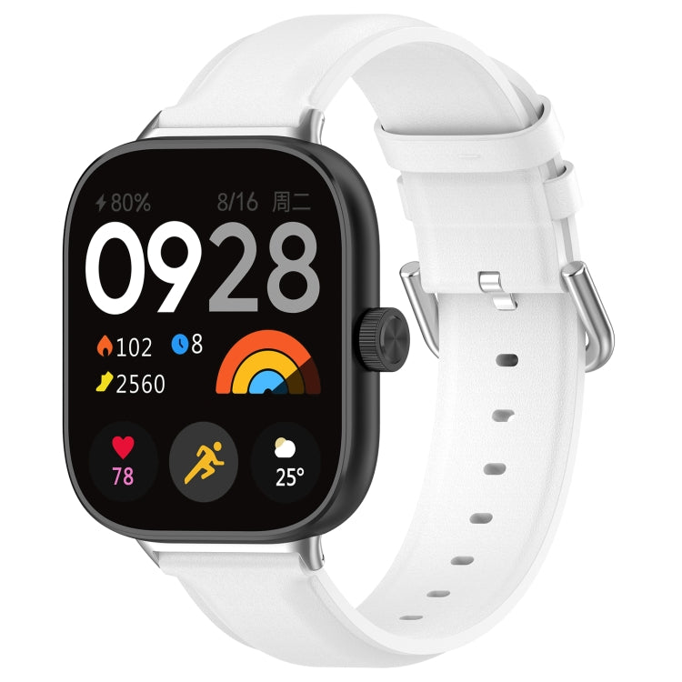 For Xiaomi Smart Band 9 Pro / 8 Pro Round Tail Top Layer Leather Watch Band(White) - Watch Bands by buy2fix | Online Shopping UK | buy2fix