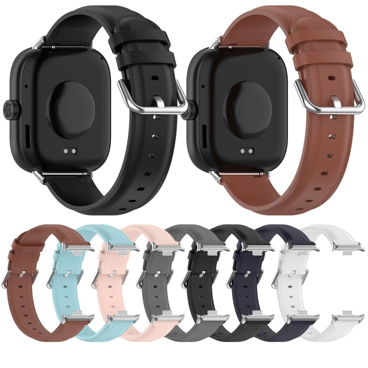 For Redmi Watch 4 / Watch 5 Round Tail Top Layer Leather Watch Band(Black) - Watch Bands by buy2fix | Online Shopping UK | buy2fix