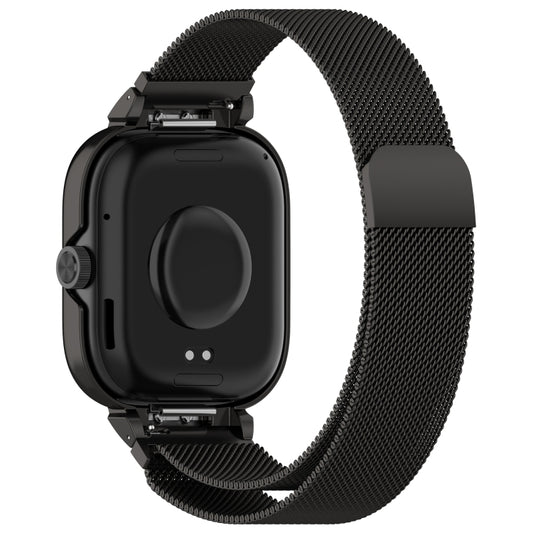 For Redmi Watch 4 Milan Magnetic Steel Mesh Watch Band + Watch Metal Frame(Black) - Watch Bands by buy2fix | Online Shopping UK | buy2fix