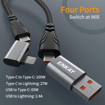 ENKAY PD100W 4-in-1 USB-A / Type-C to Type-C / 8 Pin Multifunction Fast Charging Cable with E-Marker, Cable Length:1m by ENKAY