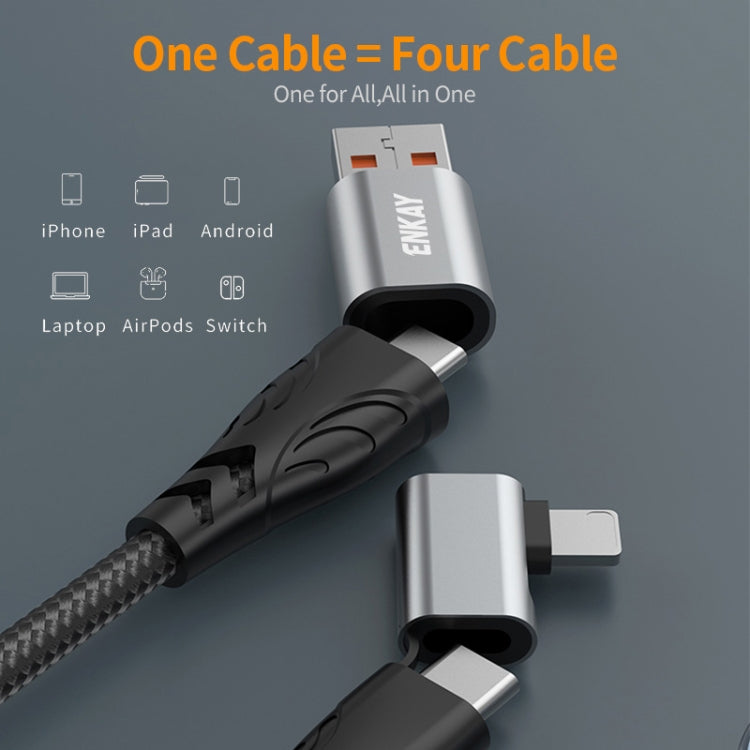ENKAY PD100W 4-in-1 USB-A / Type-C to Type-C / 8 Pin Multifunction Fast Charging Cable with E-Marker, Cable Length:1m by ENKAY