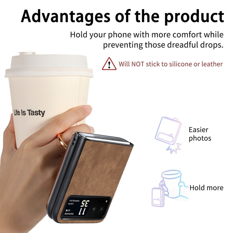 For Motorola Razr 40 Ultra Retro Skin-feel Ring Multi-card Wallet Phone Case(Brown) by buy2fix