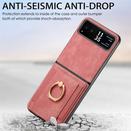 For Motorola Razr 40 Ultra Retro Skin-feel Ring Multi-card Wallet Phone Case(Pink) - Motorola Cases by buy2fix | Online Shopping UK | buy2fix