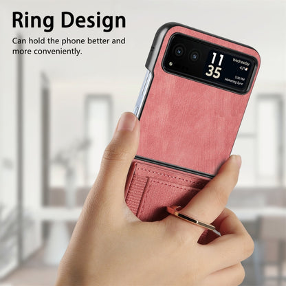 For Motorola Razr 40 Ultra Retro Skin-feel Ring Multi-card Wallet Phone Case(Pink) - Motorola Cases by buy2fix | Online Shopping UK | buy2fix