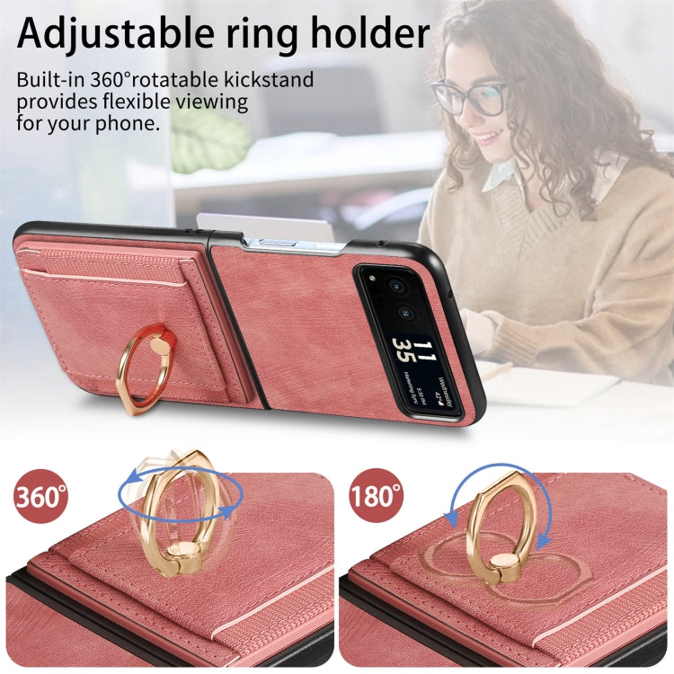 For Motorola Razr 40 Ultra Retro Skin-feel Ring Multi-card Wallet Phone Case(Pink) - Motorola Cases by buy2fix | Online Shopping UK | buy2fix