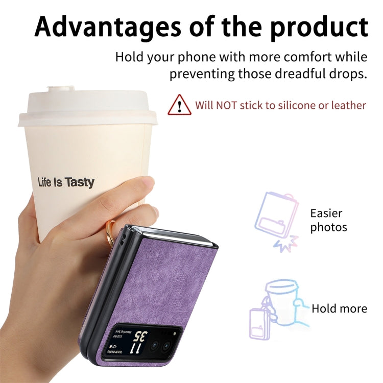 For Motorola Razr 40 Ultra Retro Skin-feel Ring Multi-card Wallet Phone Case(Purple) - Motorola Cases by buy2fix | Online Shopping UK | buy2fix